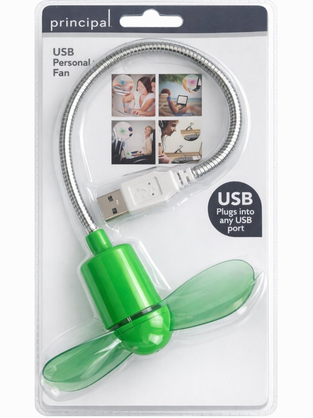 3/$15  USB Personal Flexible Fan, Green, USB 1.1 or 2.0, NWT